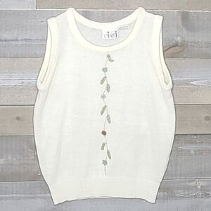 Vintage Trissi Floral Embroidery Details Sleeveless Boat Neck Tank Sweat…